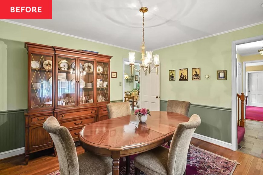 This ’80s Dining Room Ditched Green Walls for a Dramatic Red Makeover