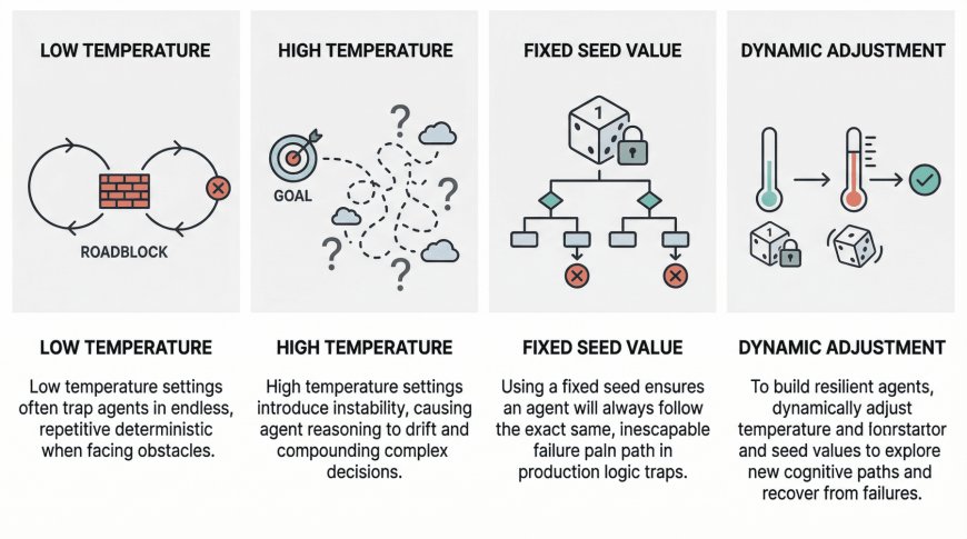 Why Agents Fail: The Role of Seed Values and Temperature in Agentic Loops