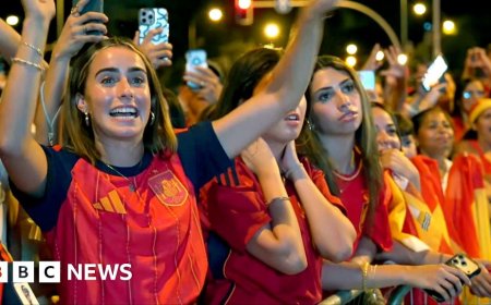 Moment fans in Madrid celebrate World Cup win
