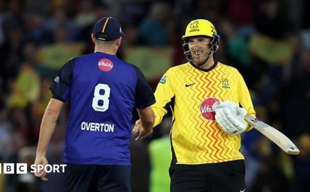 Craig Overton hits twin Jamie for decisive six