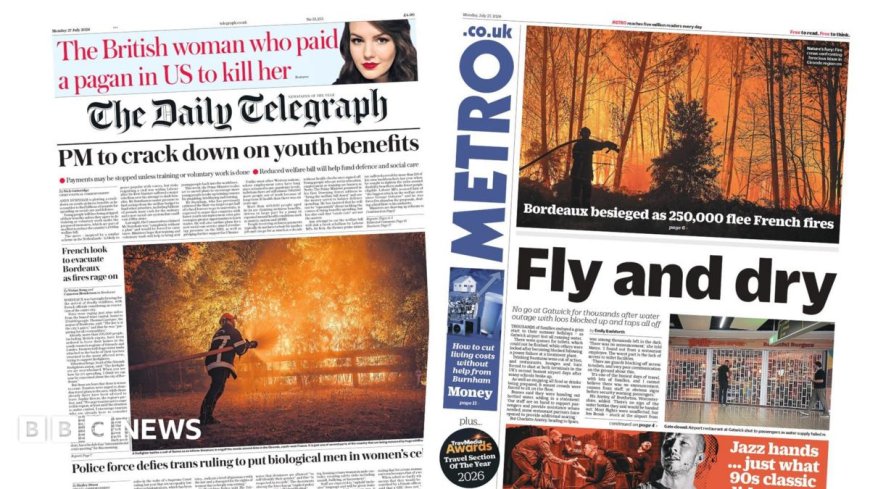 UK papers: Youth benefits 'crack down' and Gatwick 'Fly and dry'