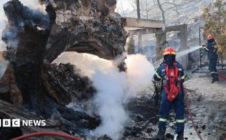 Two dead and hundreds evacuated after twin fires break out on Greek island
