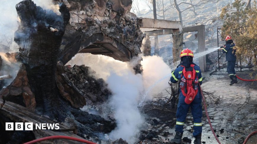 Two dead and hundreds evacuated after twin fires break out on Greek island